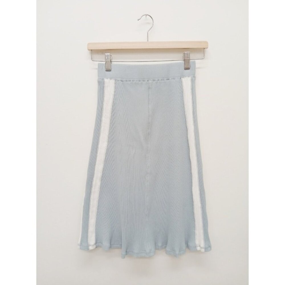 Udel New York Ribbed Knit A-Line Skirt Blue Size XS Knee Length